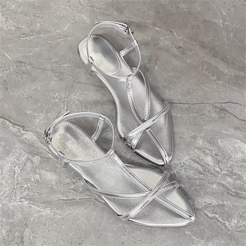 Damen spitze Slingback Sandalen mit elegantem Riemendesign EB