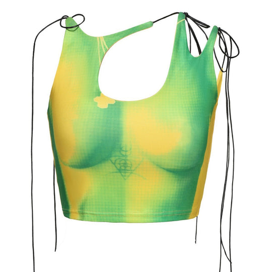 Damen Crop-Top mit asymmetrischem Dekolleté und verstellbaren Trägern EB