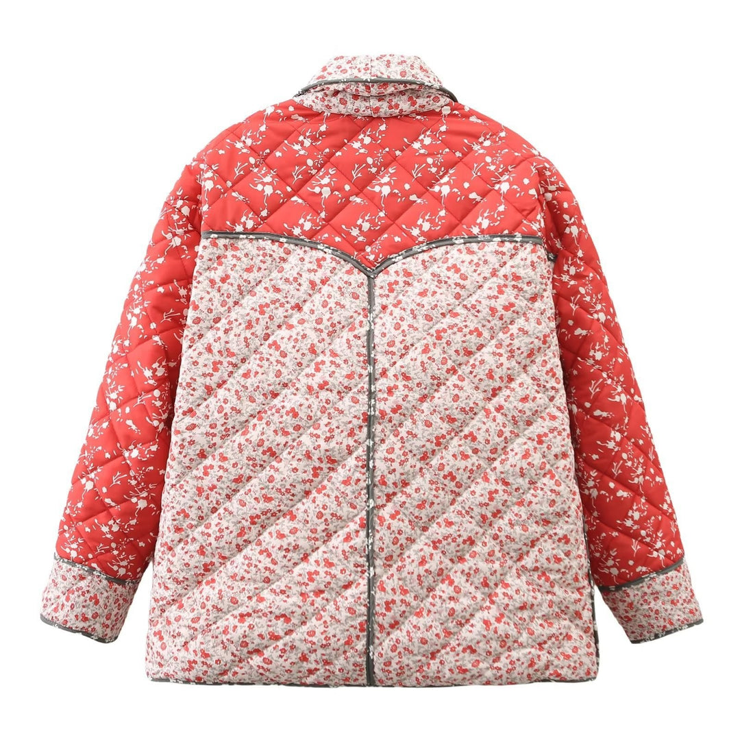 Damen gesteppte Blazerjacke mit floralem Muster EB