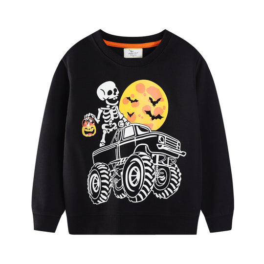 Jungen Sweatshirt mit gruseligem Skelett-Motiv EB