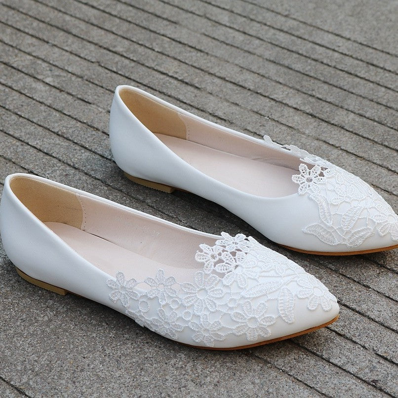 Damen Elegante Ballerinas mit filigraner Blumenstickerei EB