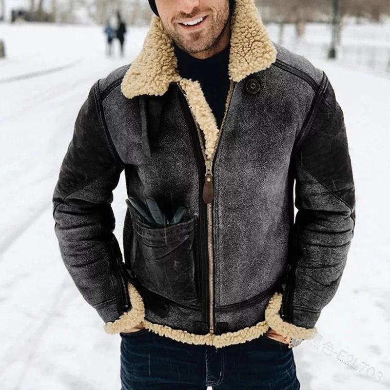 Herren Wool-Lederjacke mit warmem Innenfutter EB