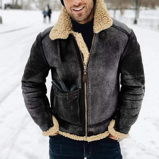 Herren Wool-Lederjacke mit warmem Innenfutter EB