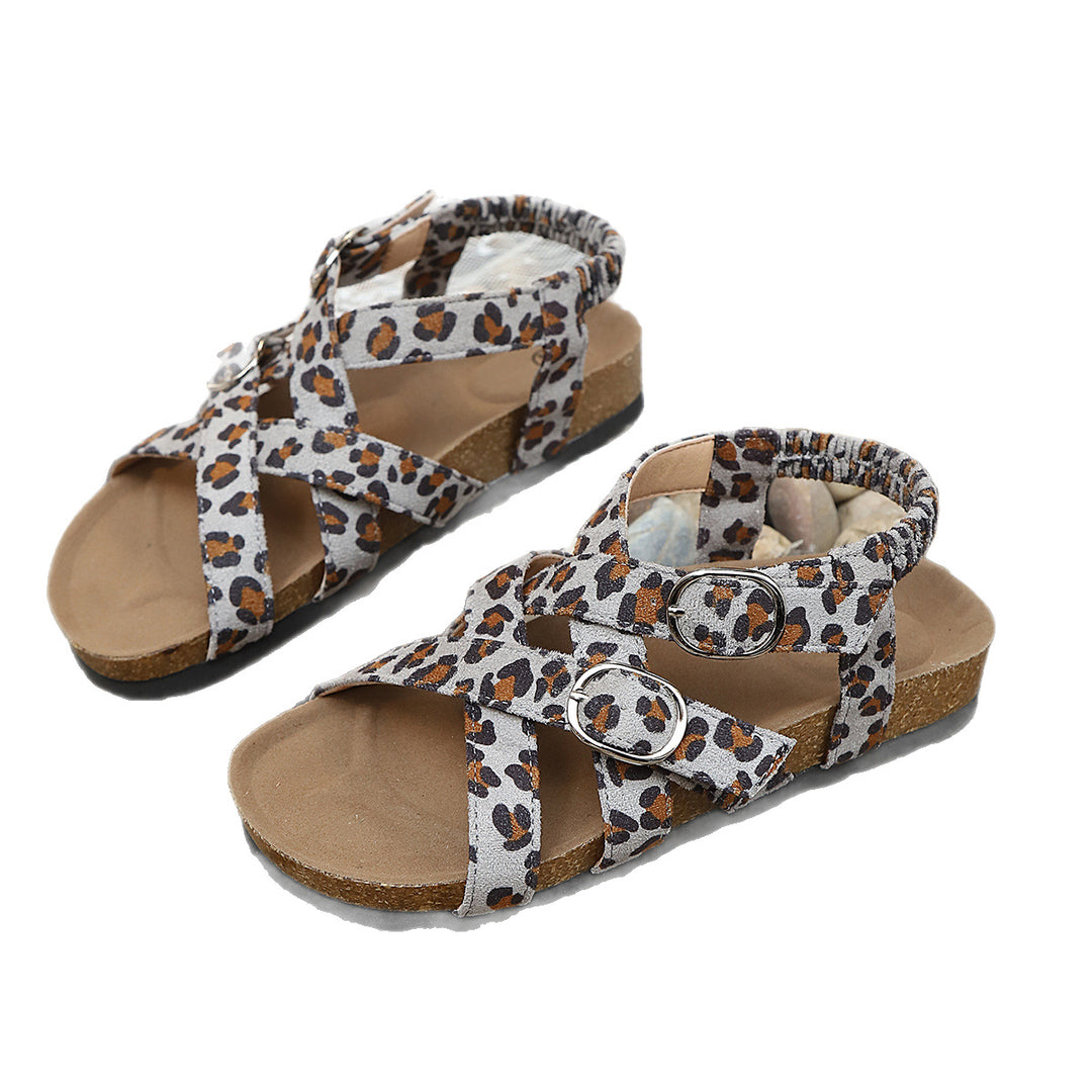 Damen Modische und komfortable Klett-Sandalen mit Animal Print EB