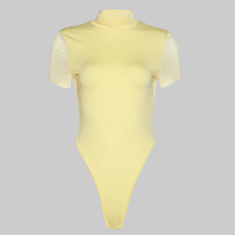 Damen Figurbetonter Body mit hohem Kragen EB