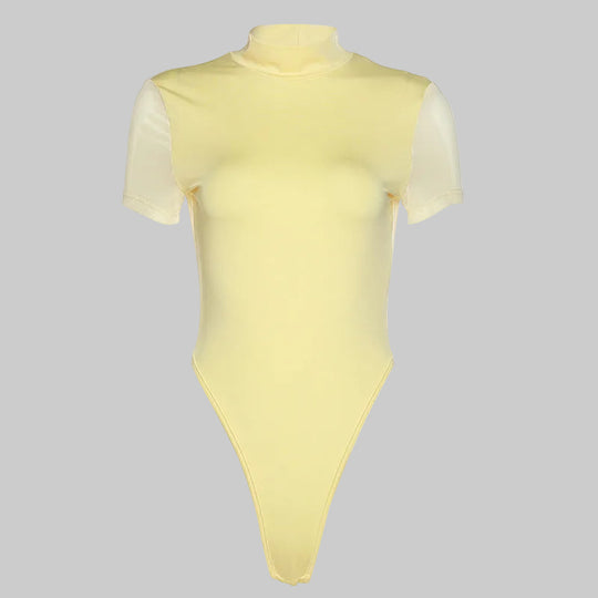 Damen Figurbetonter Body mit hohem Kragen EB