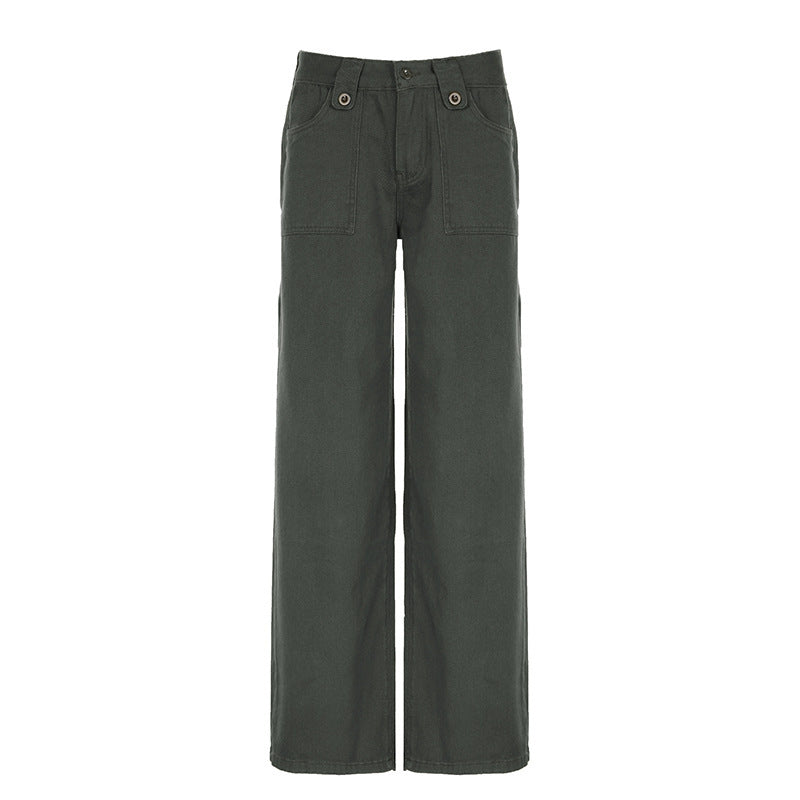 Damen weite Cargo-Hosen mit praktischen Taschen und engem Bund EB