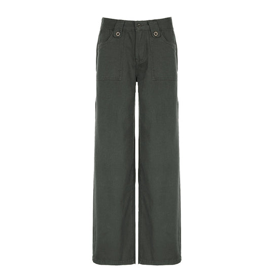 Damen weite Cargo-Hosen mit praktischen Taschen und engem Bund EB