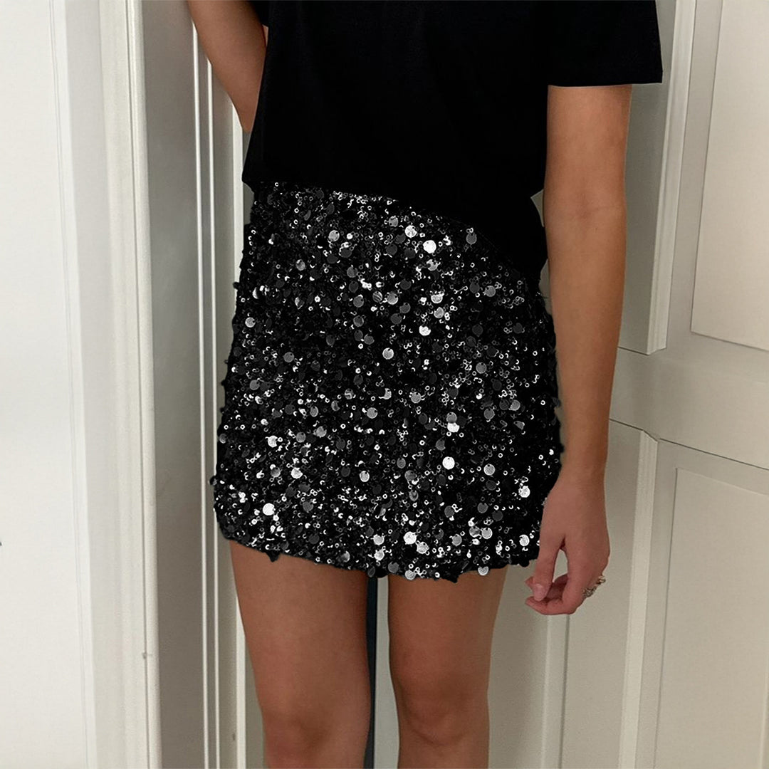 Damen Minirock mit funkelnden Pailletten EB