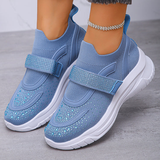 Damen Sportliche Sneakers mit Glitzer-Applikationen EB