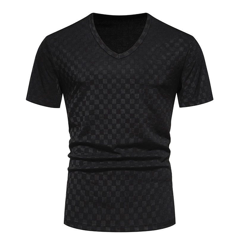 Herren V-Ausschnitt T-Shirt mit strukturiertem Muster EB