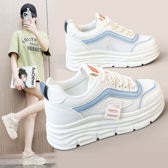 Damen Sportliche Plateau Sneakers mit atmungsaktivem Obermaterial und modischem Design EB