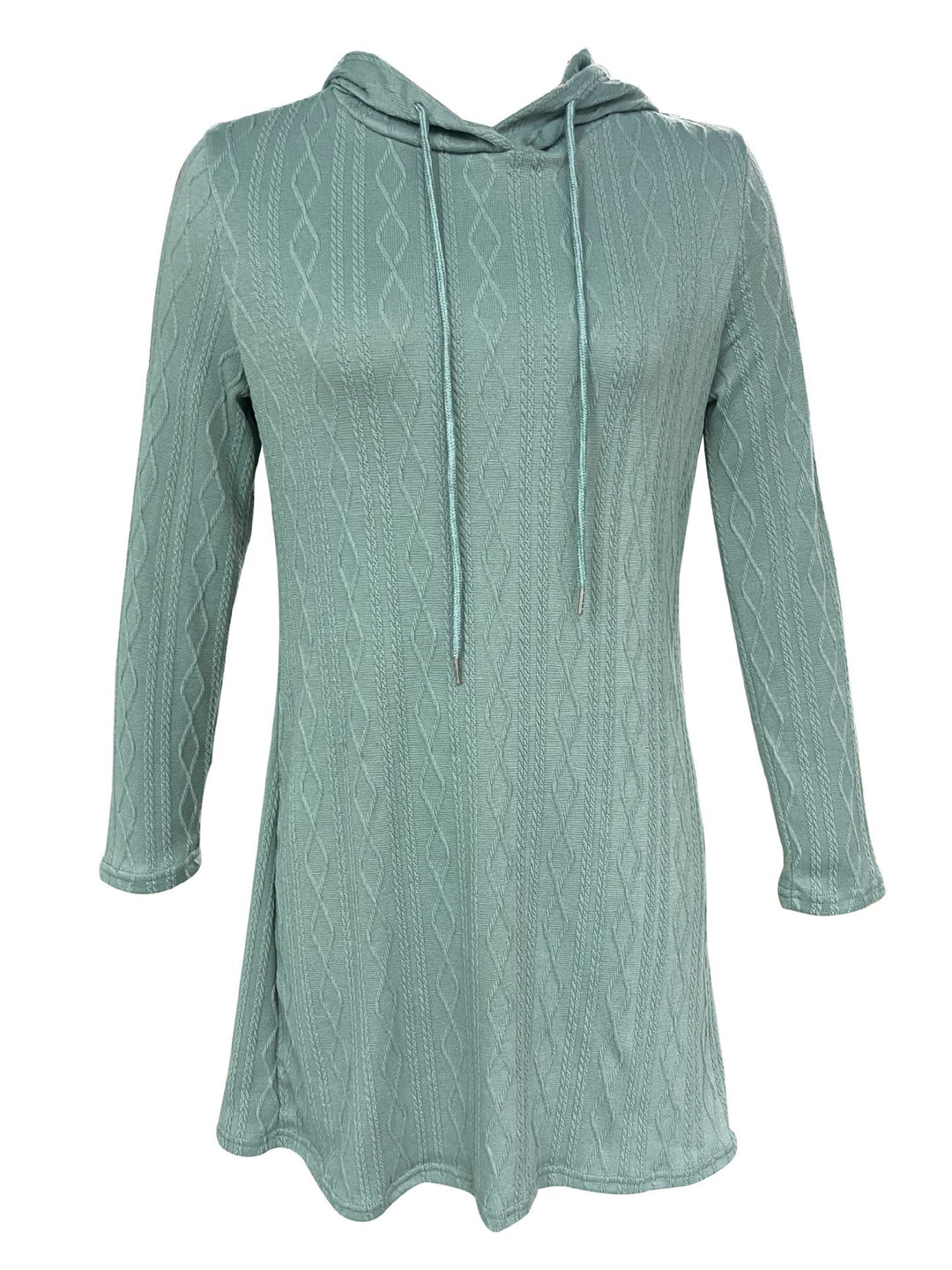 Damen Kapuzenkleid mit strukturiertem Strickmuster und lässigem Schnitt EB