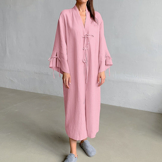Damen Kimono-Style Morgenmantel mit verspieltem Rüschendetail EB