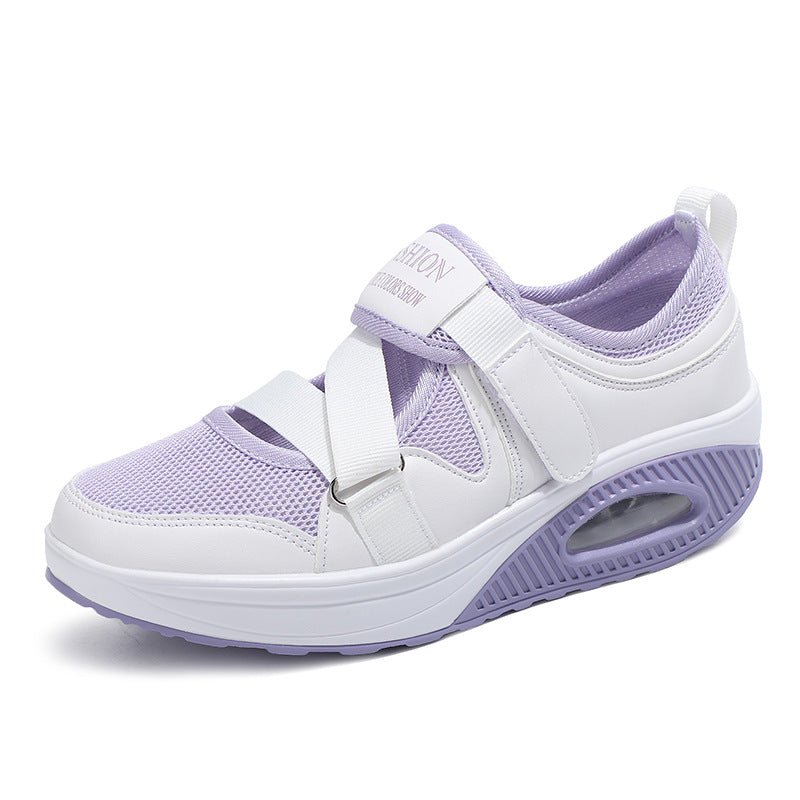 Damen nan stabilisierender Komfort-Sneaker mit luftgepolsterter Keilsohle und Klett-Riemenverschluss EB