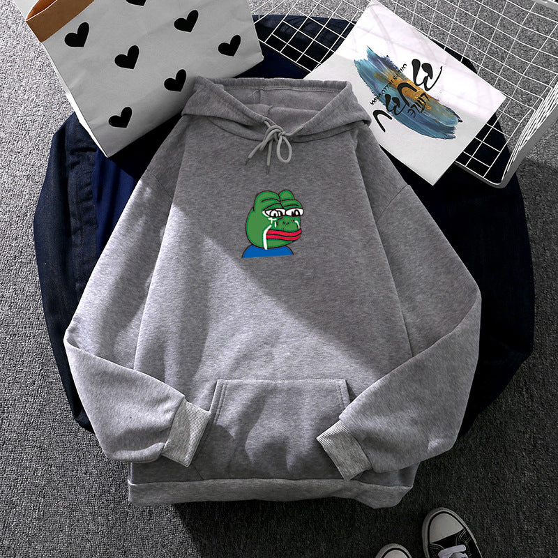Unisex nan relaxed-fit Kapuzenpullover mit weichem Fleece-Futter, Kängurutasche und gesticktem Frosch-Emblem EB