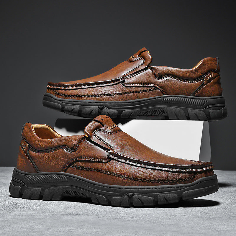 Herren Bequeme Leder Slipper mit rutschfester Sohle EB