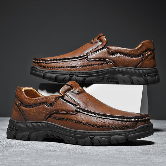 Herren Bequeme Leder Slipper mit rutschfester Sohle EB