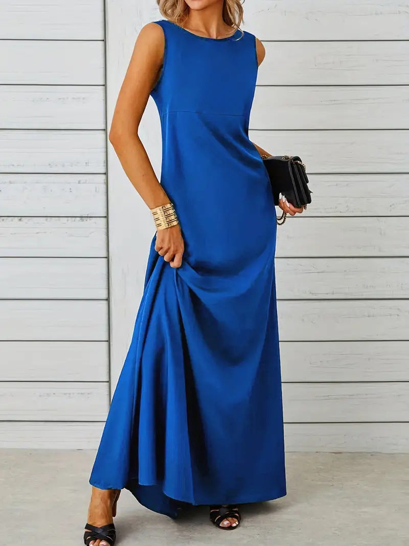 Damen elegantes Maxikleid mit schwingendem Saum und klassischem Schnitt EB