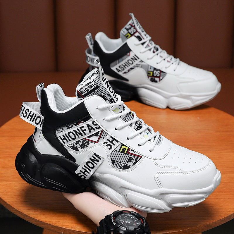 Unisex modische Plateau‑Chunky‑Sneaker mit grafischem Print, verstärkter Fersenlasche und dämpfender Hohlkammersohle EB