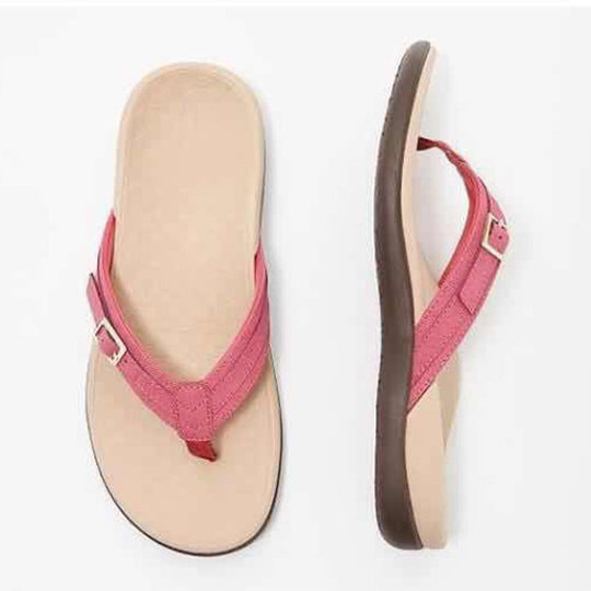 Damen Elegante und komfortable Zehentrenner-Sandalen mit verstellbarem Riemen EB