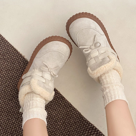 Damen Bequeme Winterboots mit weichem Kunstfellkragen und rutschfester Sohle EB