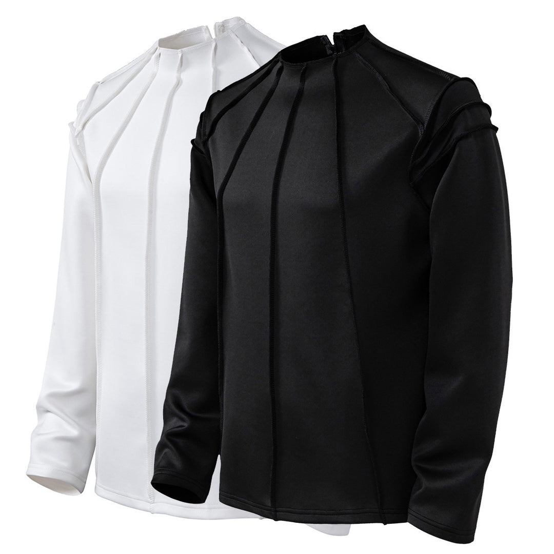 Damen modisches Oberteil mit innovativem Schnitt und eleganten Falten EB