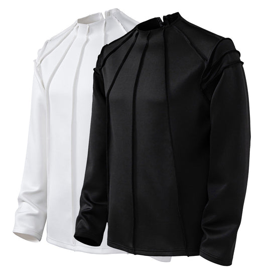 Damen modisches Oberteil mit innovativem Schnitt und eleganten Falten EB