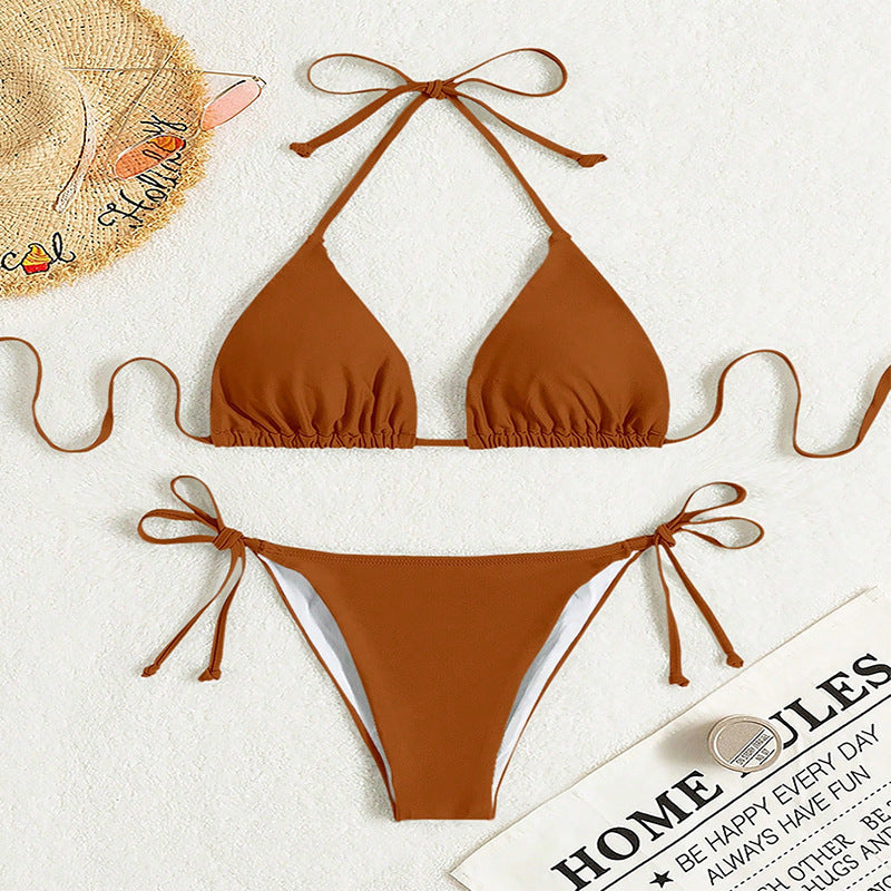 Damen klassisches Triangel-Bikini-Set mit verstellbaren Trägern EB