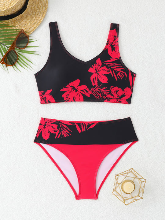 Damen Sportliches Bikini-Set mit floralem Design EB