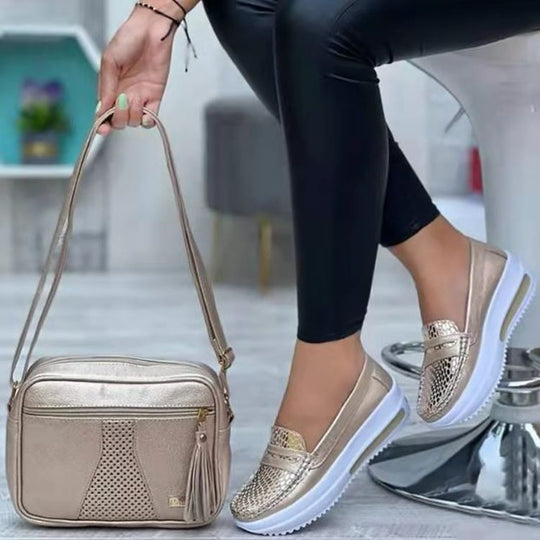 Damen Slip-On Mokassins mit strukturiertem Obermaterial und rutschfester Sohle EB