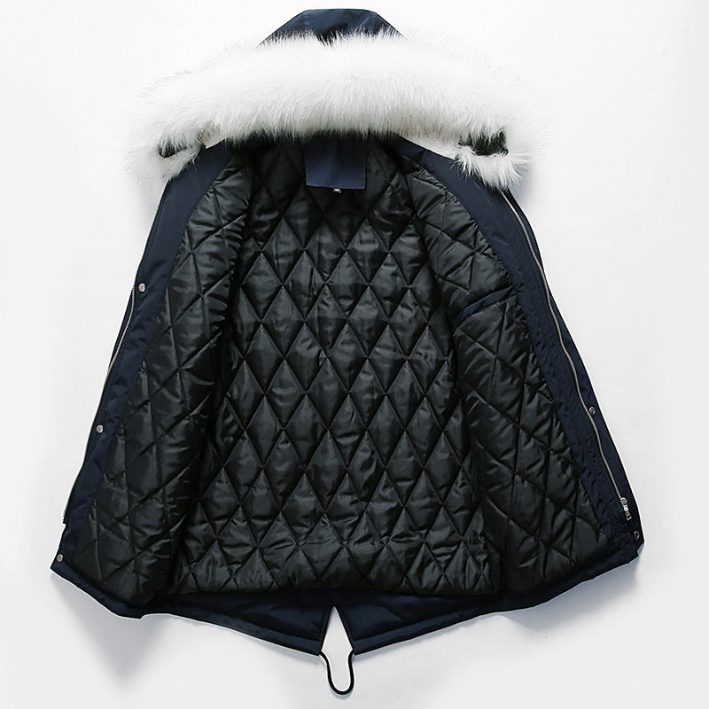 Herren elegante Winterjacke mit modischer Kapuze und Kunstfellbesatz EB