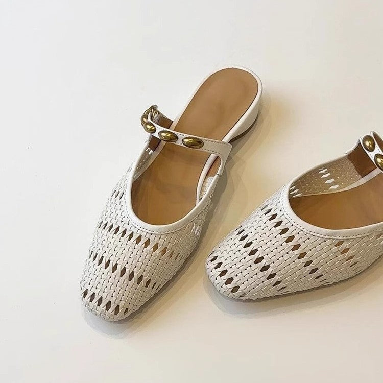 Damen Elegante und atmungsaktive Pantoletten mit modischem Riemchen-Design EB