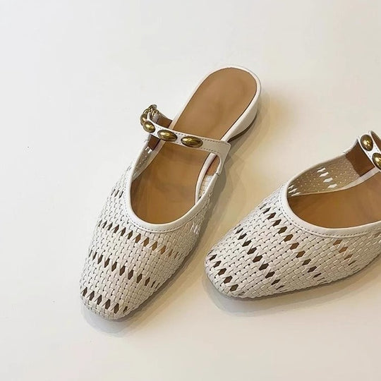 Damen Elegante und atmungsaktive Pantoletten mit modischem Riemchen-Design EB