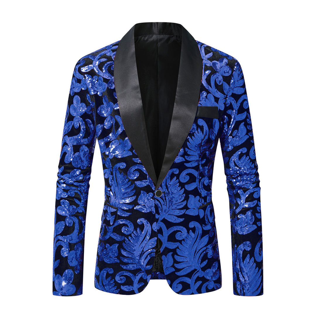 Herren glitzernder Anzugblazer mit floralen Paillettenmustern EB