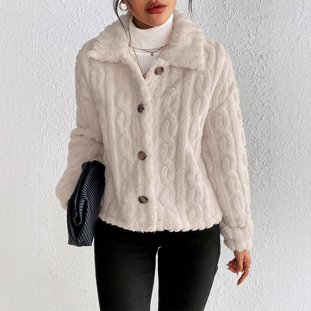 Damen Plüsch-Steppjacke mit hohem Kragen EB