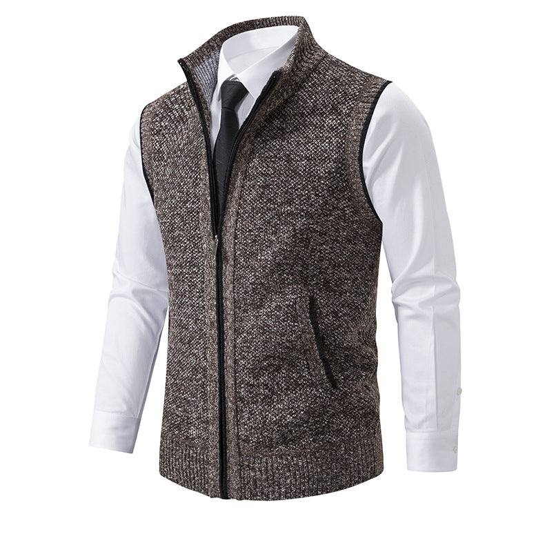 Herren Strickweste mit Reißverschluss und strukturiertem Design EB