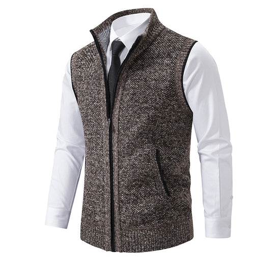 Herren Strickweste mit Reißverschluss und strukturiertem Design EB