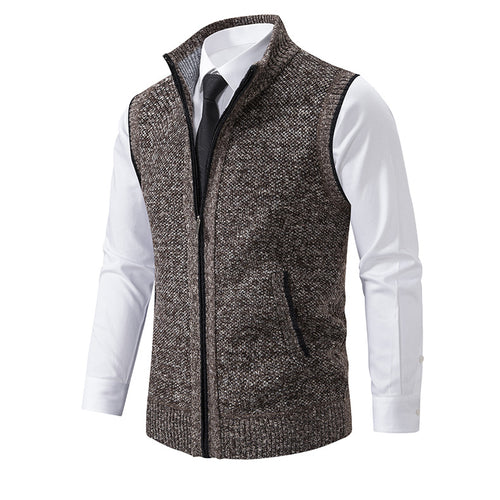 Herren Strickweste mit Reißverschluss und strukturiertem Design EB