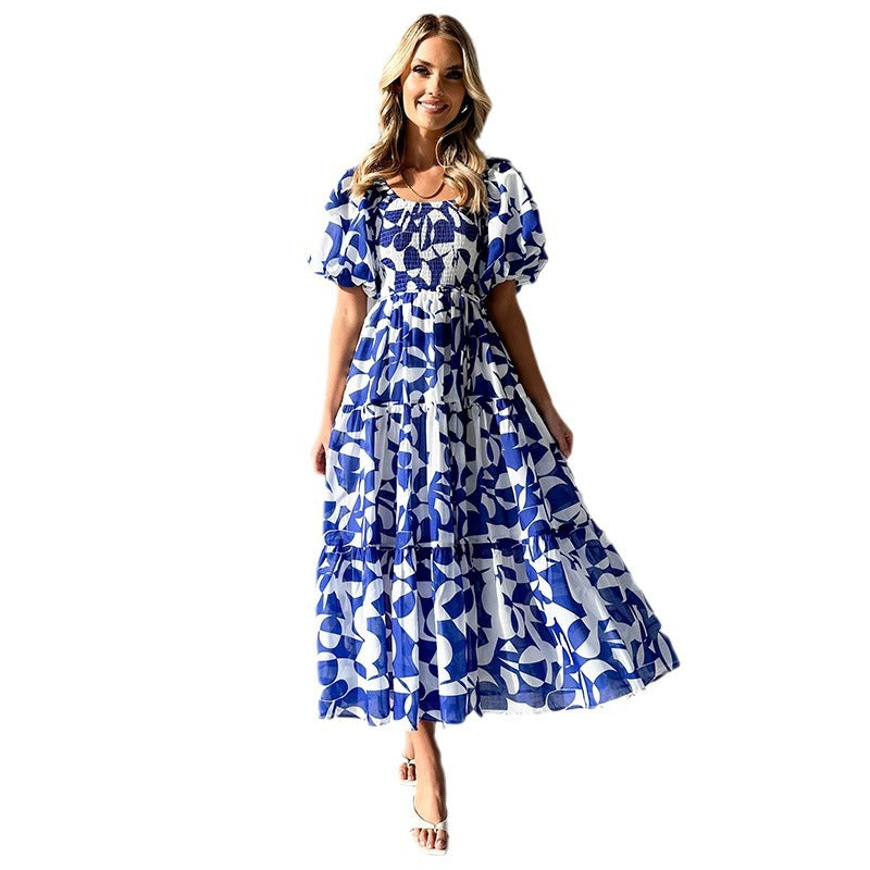 Damen Maxikleid mit schulterfreiem Schnitt und luftigen Puffärmeln EB