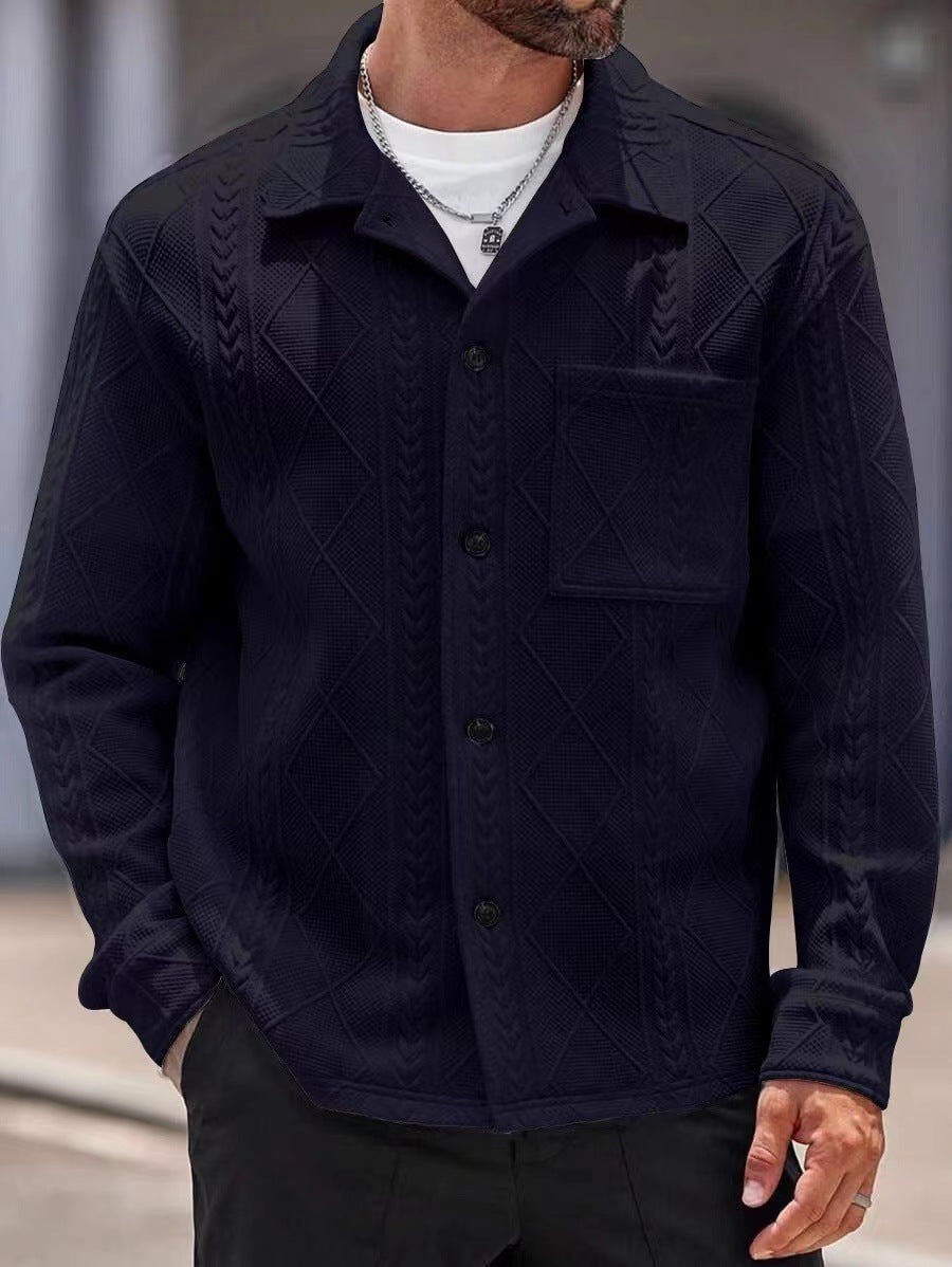 Herren Strickhemd mit modernem Design und strukturiertem Gewebe EB