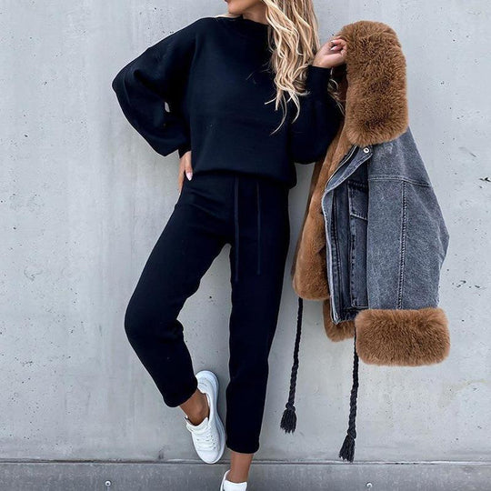 Damen Lässiges Hoodie-Set mit bequemen Jogginghosen EB
