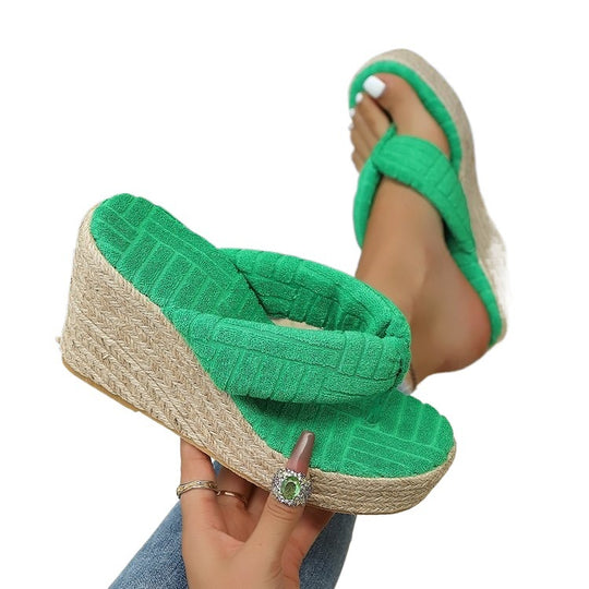 Damen Glamouröse Wedge-Pantoletten mit weich gepolsterter Sohle EB