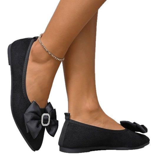 Damen elegante Ballerinas mit glamouröser Schleifen-Applikation EB