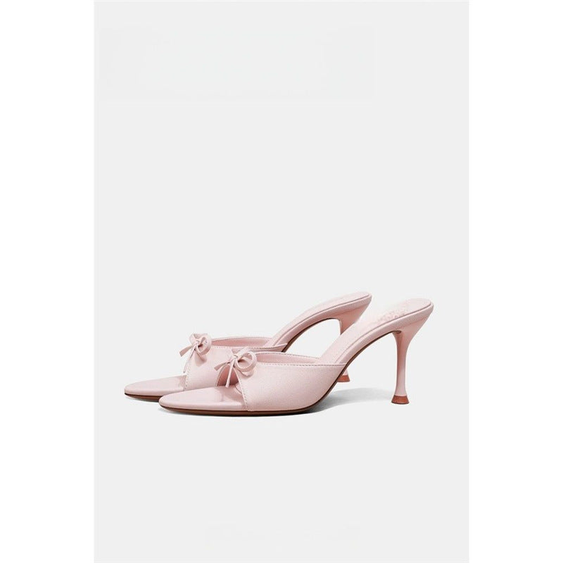 Damen elegante Mules mit zierlichem Schleifendetail EB