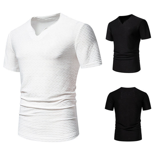 Herren Kurzarm T-Shirt mit strukturiertem Wellenmuster EB