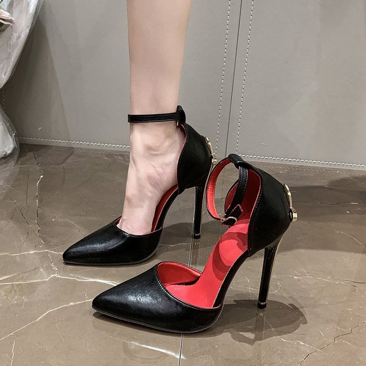Damen Elegante transparent High-Heel Pumps mit Riemen EB