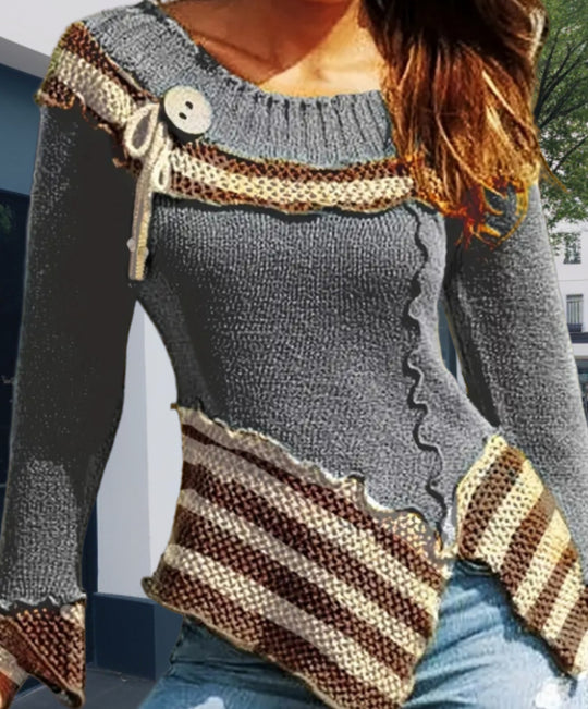 Damen Strickpullover mit kunstvollem Design und eleganten Details EB