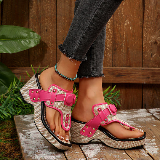 Damen Wedge-Sandaletten mit modischem Riemen-Design und komfortabler Plattform EB