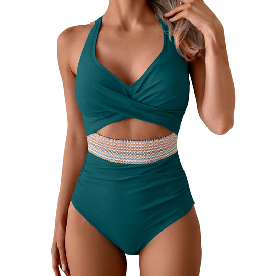 Damen Einteiliges Badeoutfit mit innovativer Wickeloptik EB